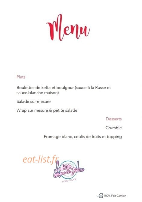 La Petite Cuisine de Justine — carte page 2