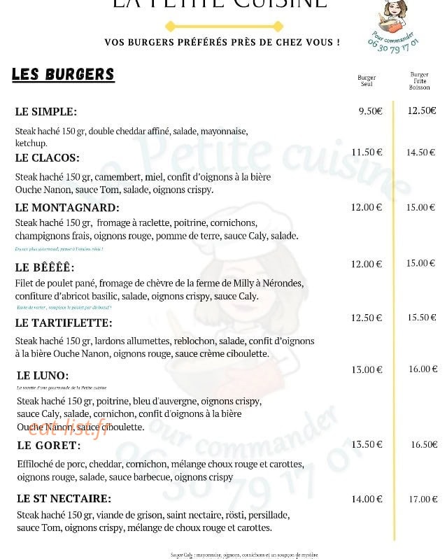 La Petite cuisine — carte page 1