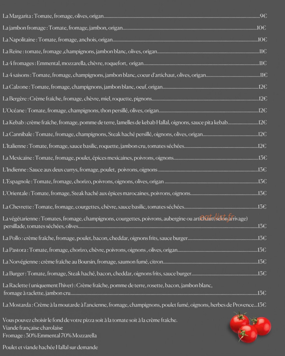 La petite pizza — carte page 1