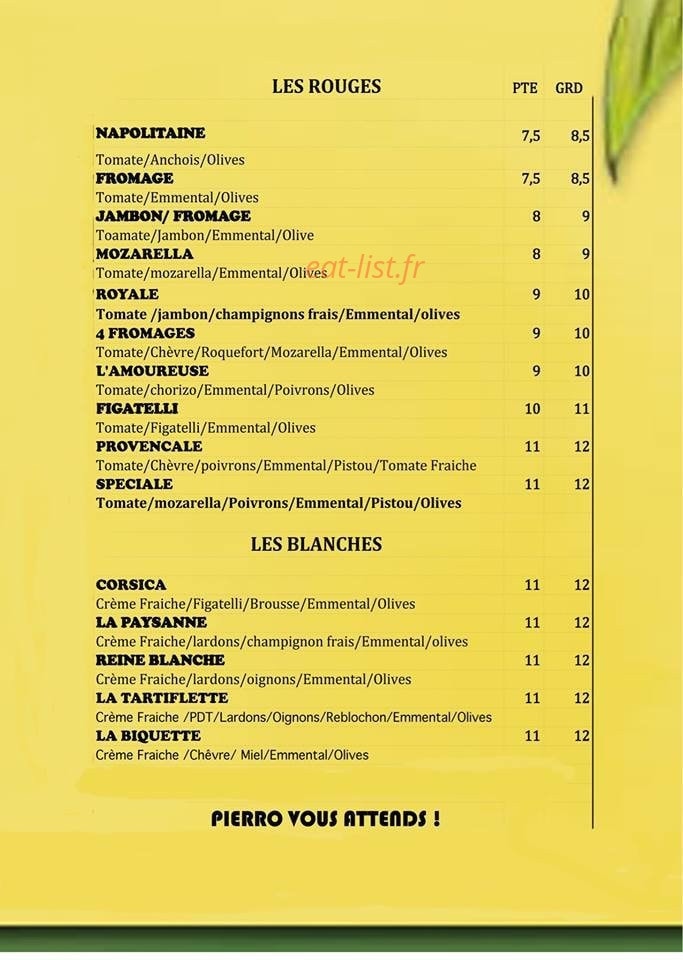 La Pizz'a huche — carte page 2