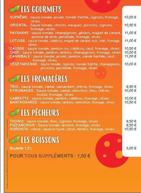 La pizz' à jo — carte page 2