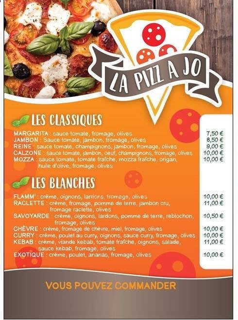 La pizz' à jo — carte page 1