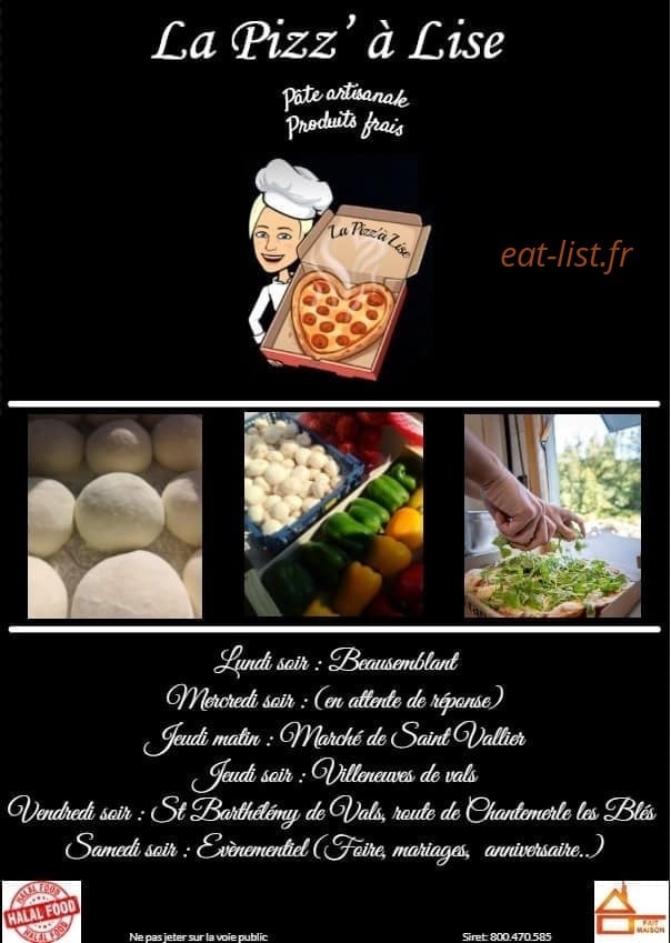 La pizz'à Lise — carte page 1