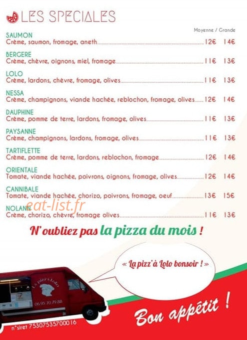La Pizz'a Lolo — carte page 3