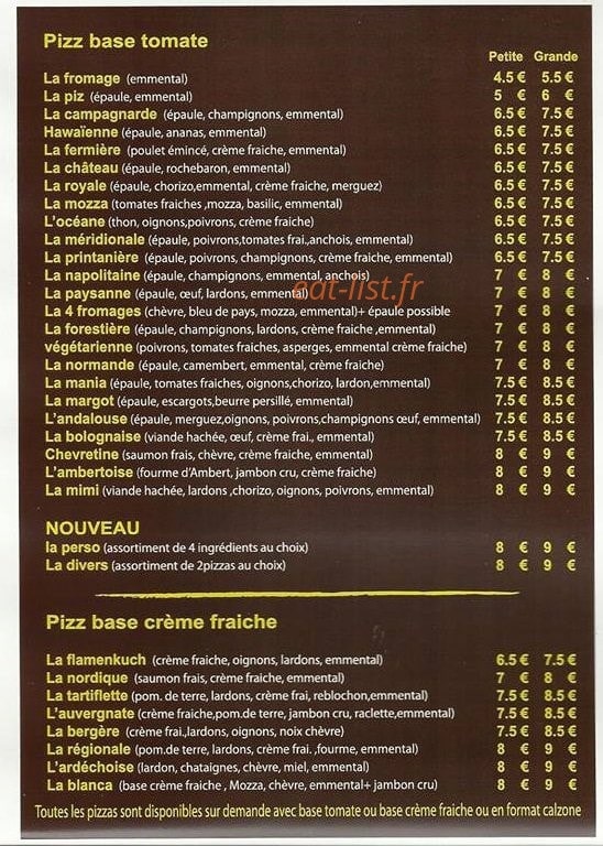 La pizz 'a Mamac — carte page 1