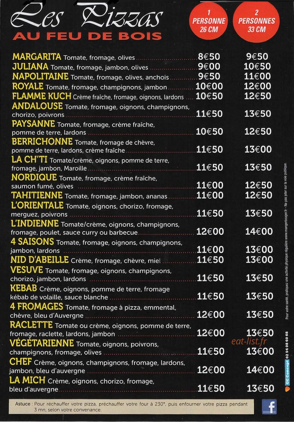La pizz’à Marie — carte page 1