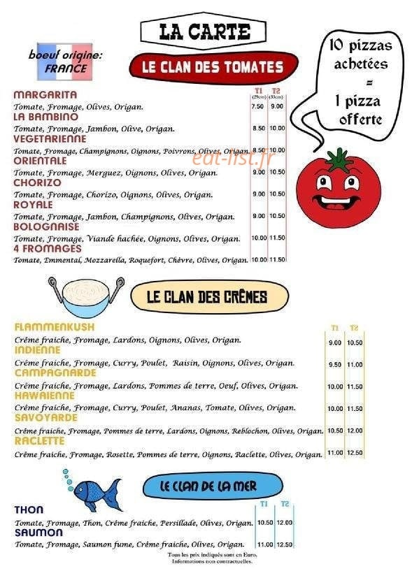 La Pizz'à Papa — carte page 1