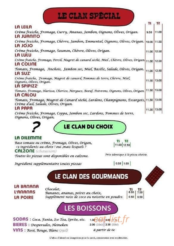 La Pizz'à Papa — carte page 2