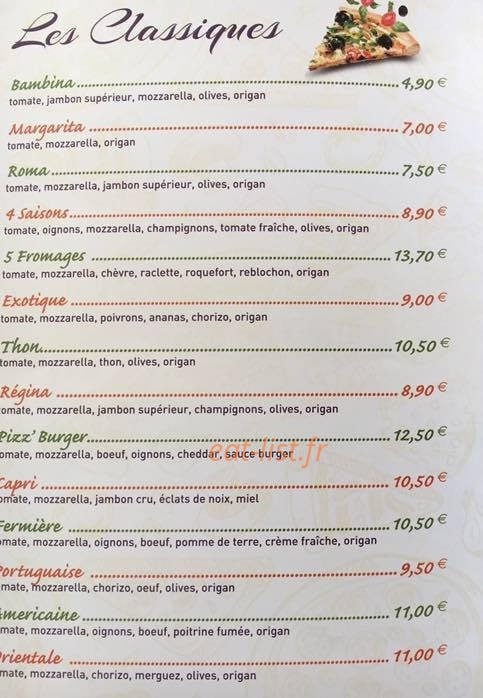La Pizz' — carte page 1