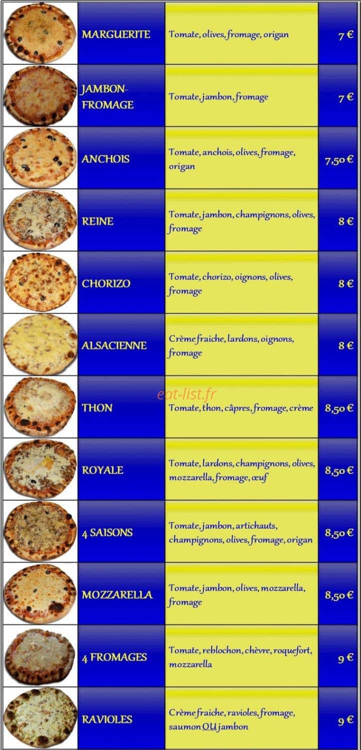 La Pizza d'FX — carte page 1