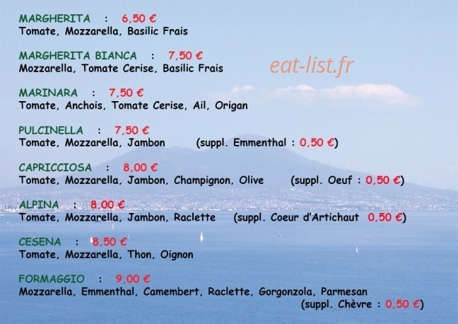 La Pizza de Ricky — carte page 1