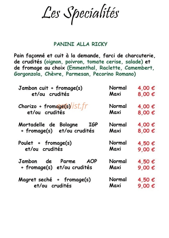 La Pizza de Ricky — carte page 7