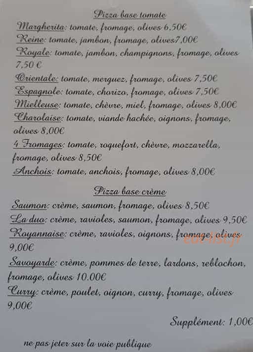 La pizza des 5 villages — carte page 1