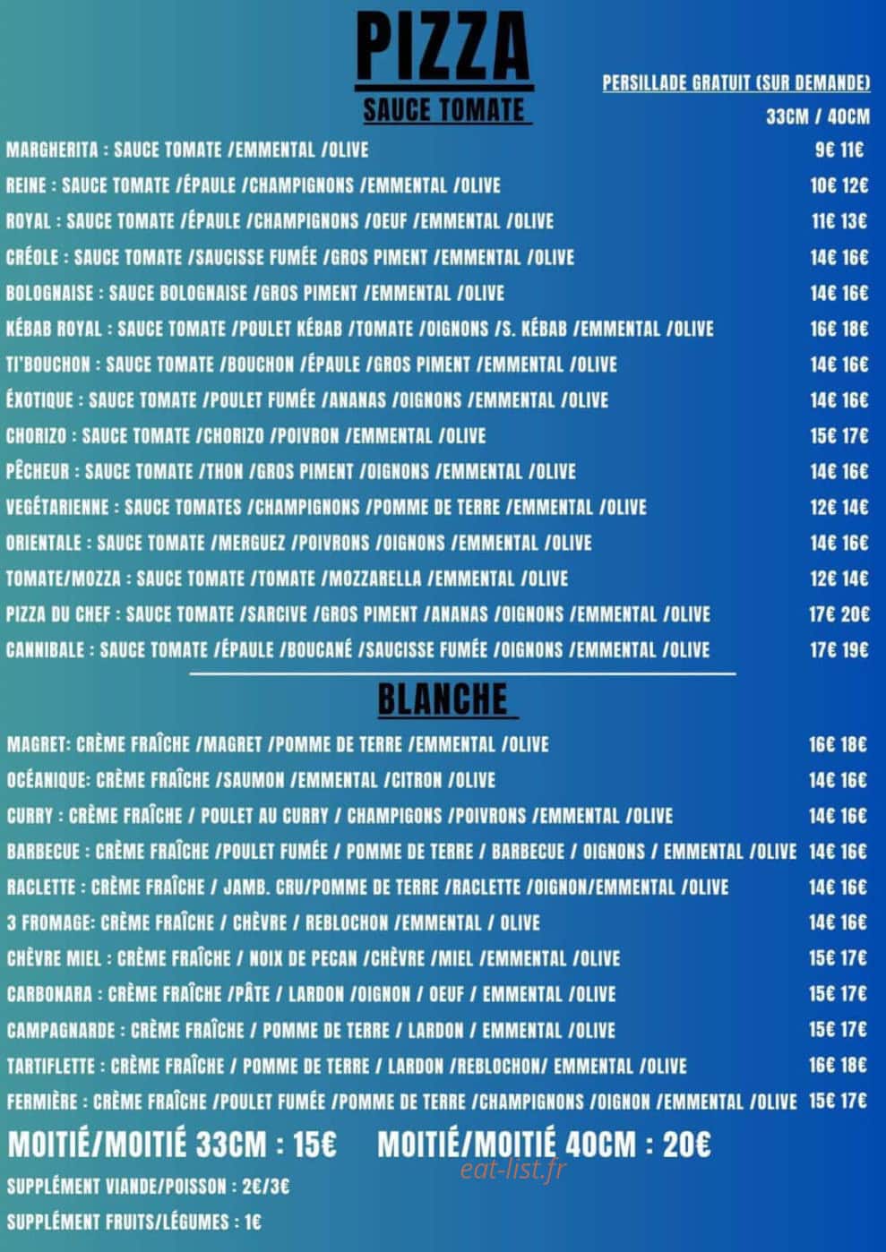 La Pizza Du Chef — carte page 1