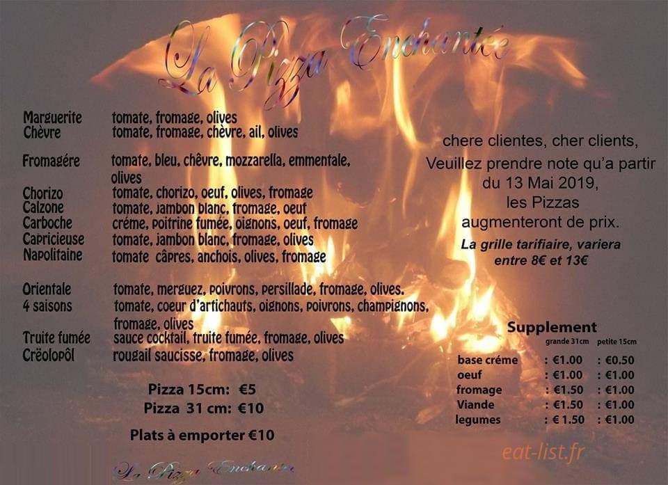 La Pizza Enchantée — carte page 1