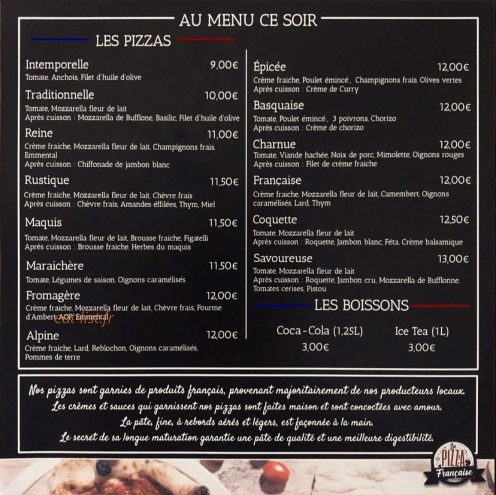 la pizza francaise — carte page 1