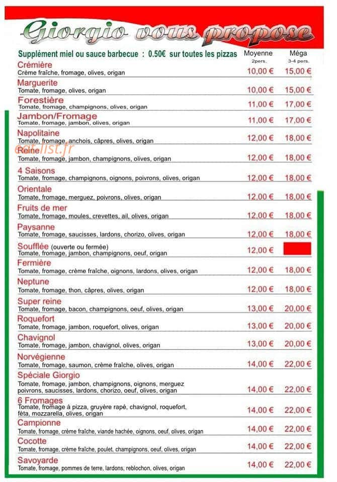 La pizza Giorgio — carte page 1