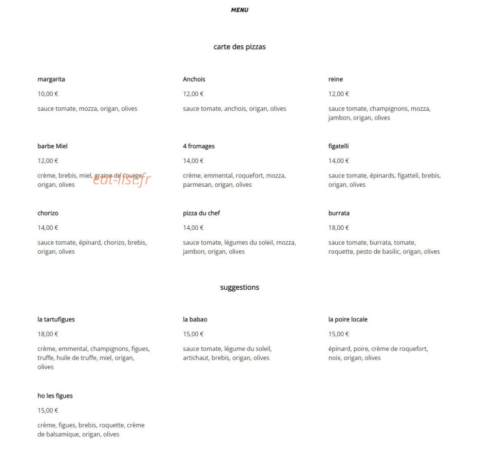 La pizza locale — carte page 1