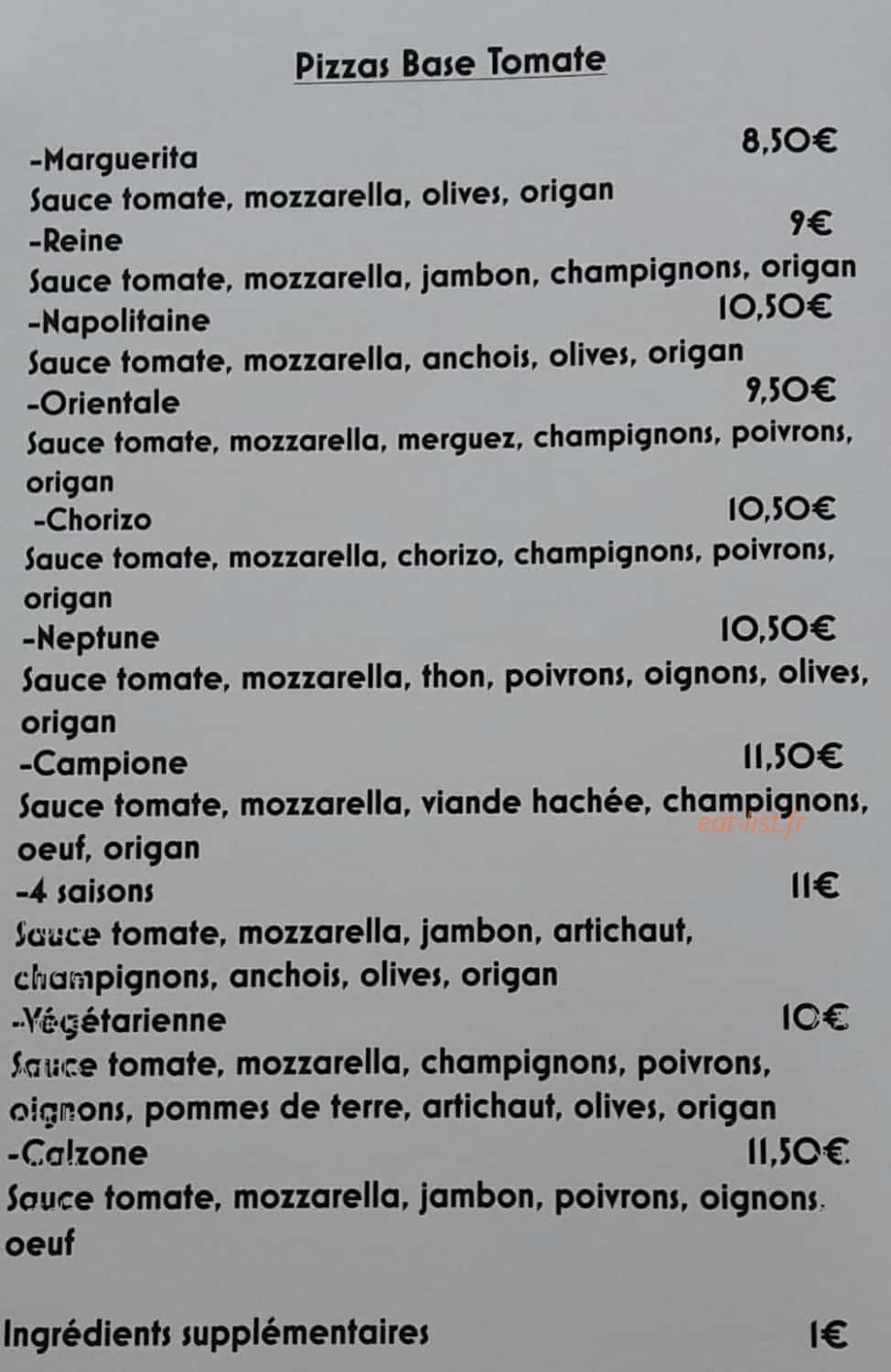 La pizza picarde — carte page 2