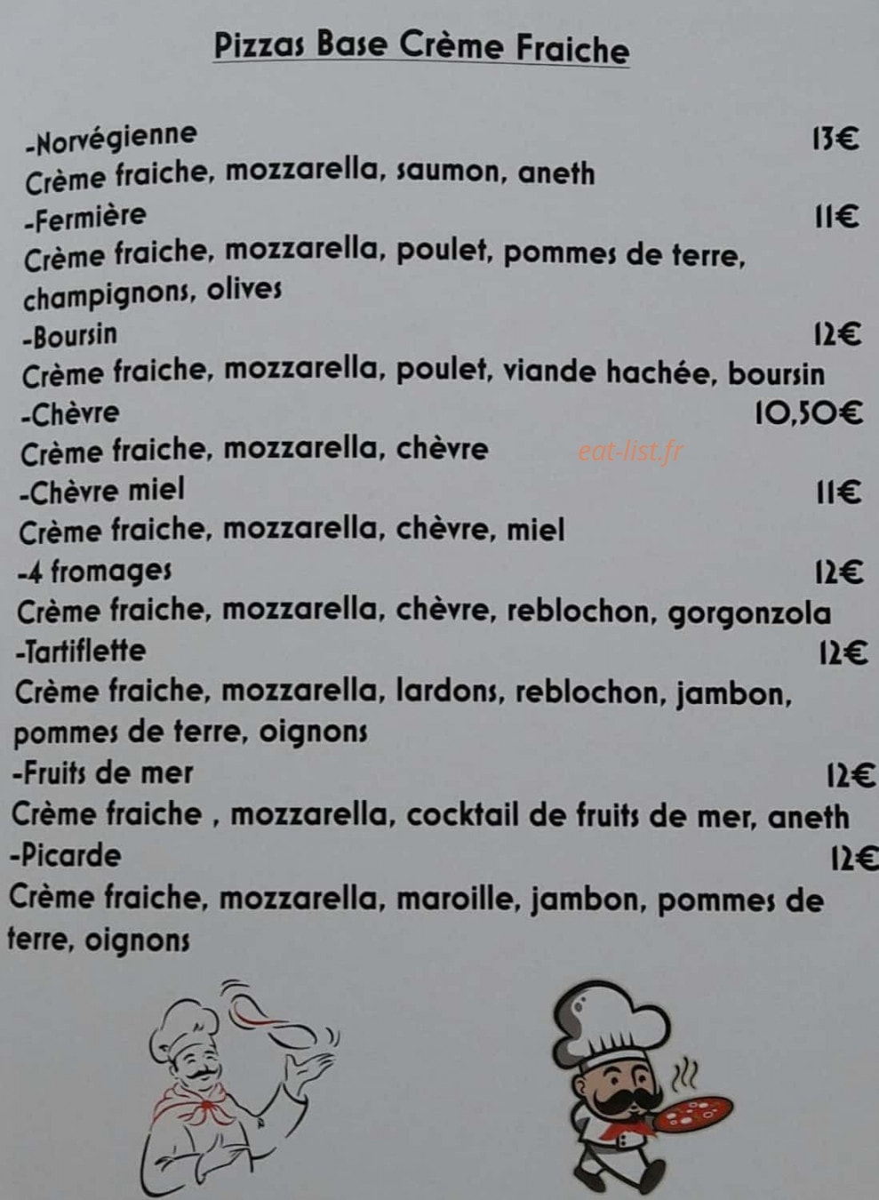 La pizza picarde — carte page 3