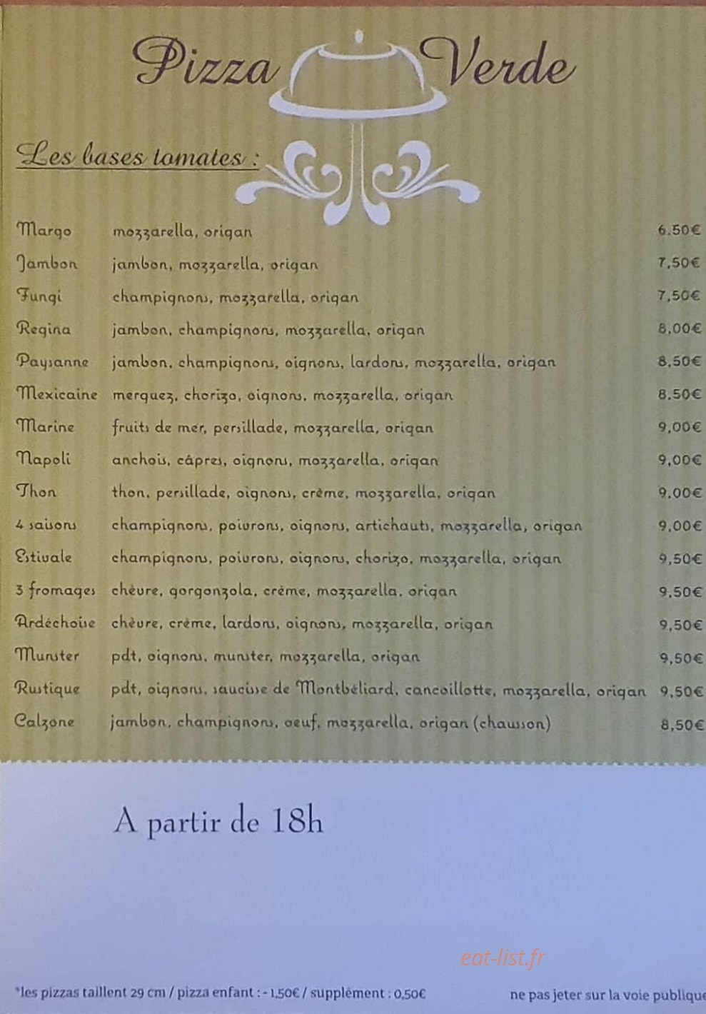 La Pizza Verde — carte page 2