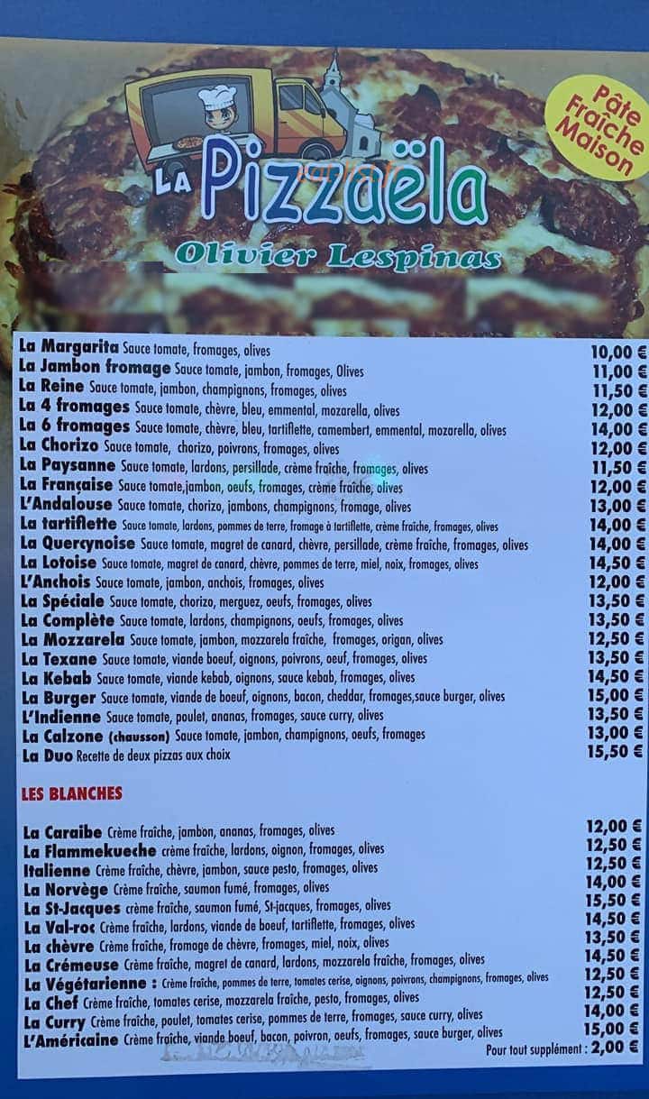 La pizzaela — carte page 1