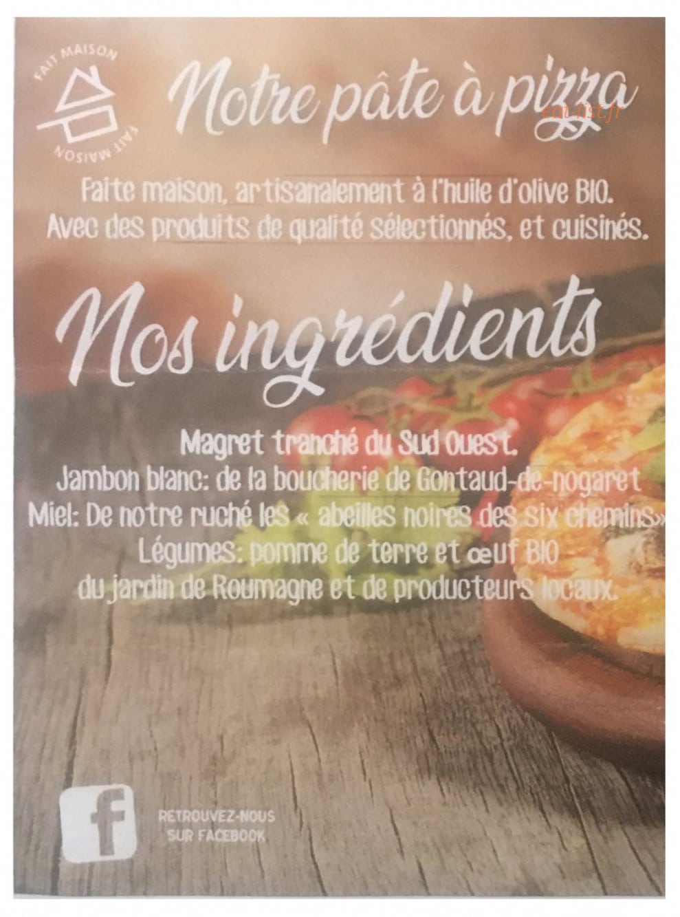 La pizzaiola des campagnes — carte page 1