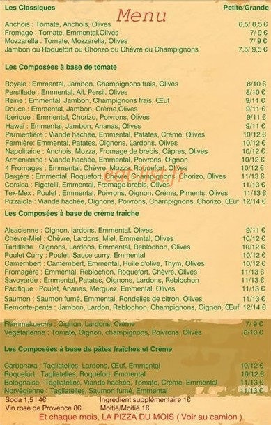 La pizzaiola — carte page 2