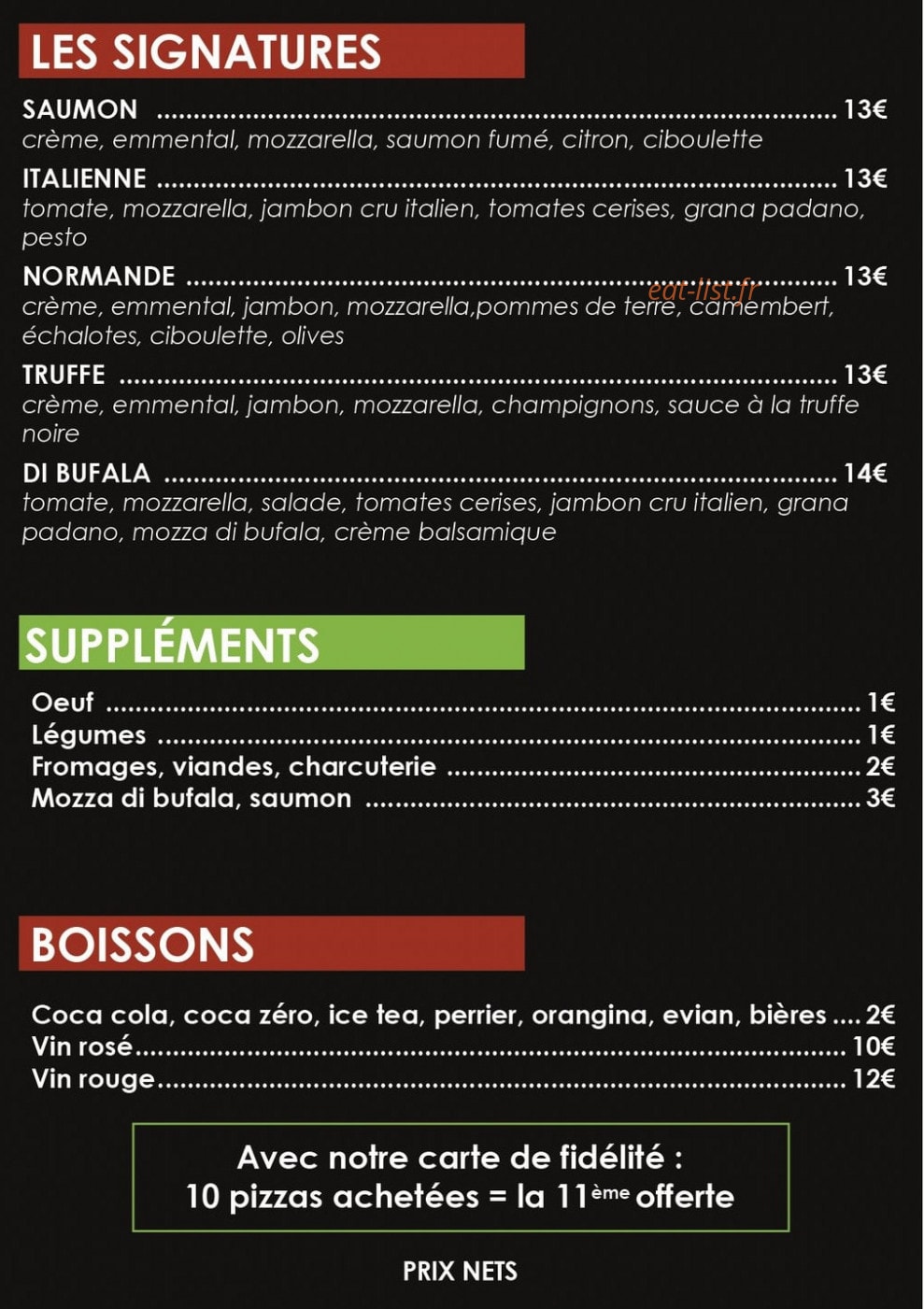 La Pizzaïola — carte page 2