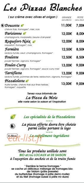La Pizzaïolette — carte page 3