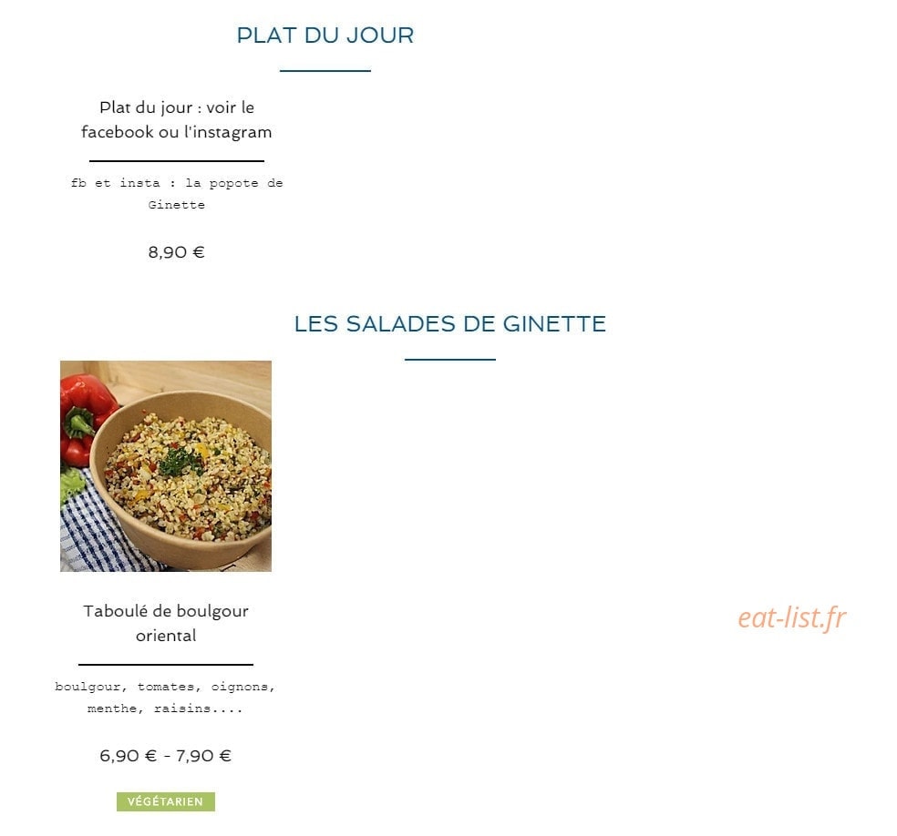 La popote de Ginette — carte page 1