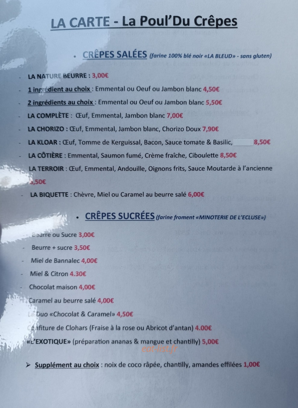 La Poul'Du Crêpes — carte page 1