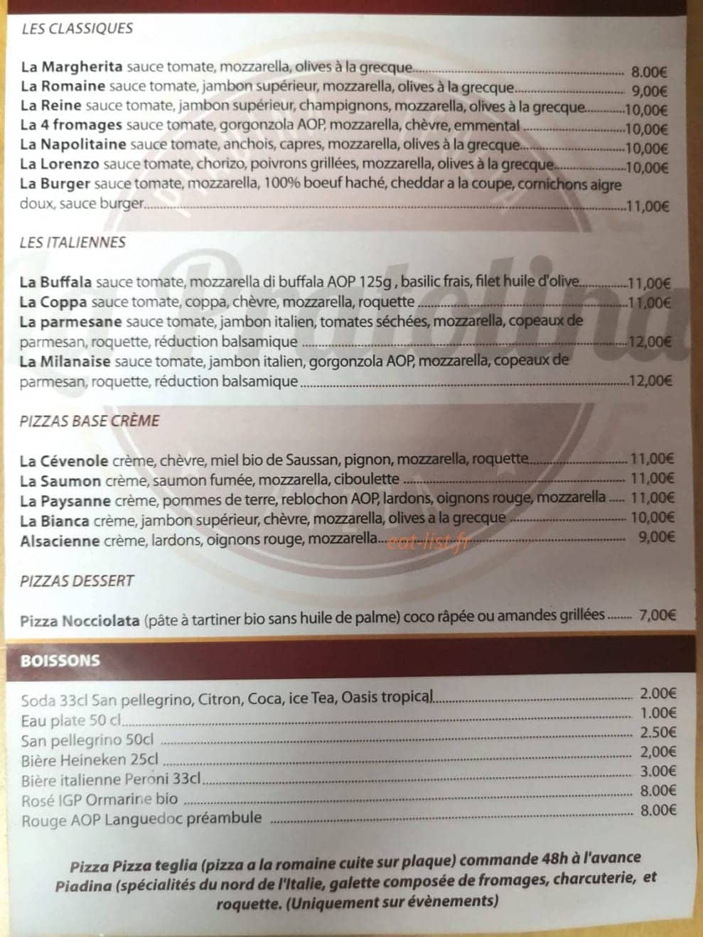 La Pratolina — carte page 2