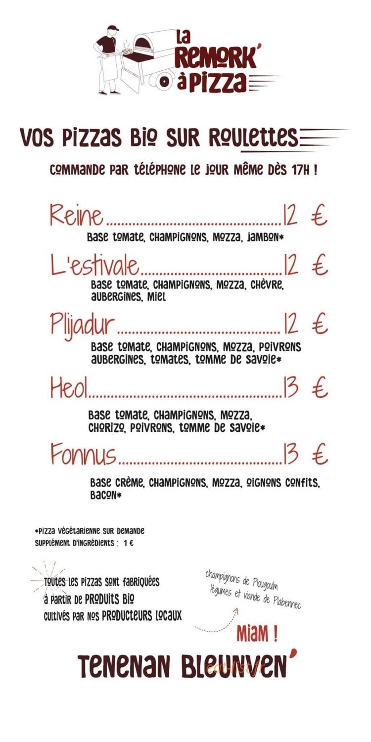 La remork' à pizza — carte page 1