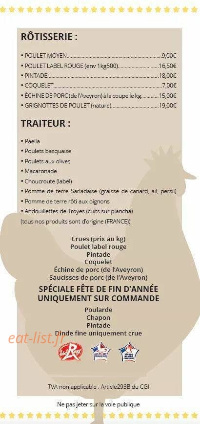 La rôtisserie de Pascal — carte page 2