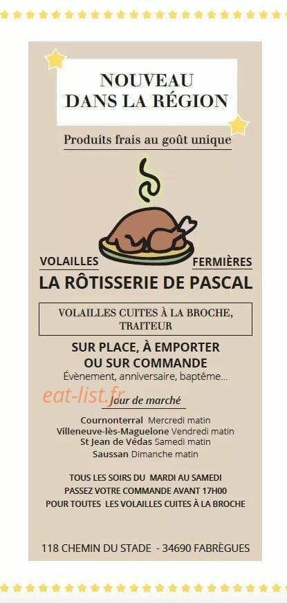 La rôtisserie de Pascal — carte page 1