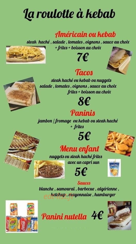 La roulotte a kebab — carte page 1