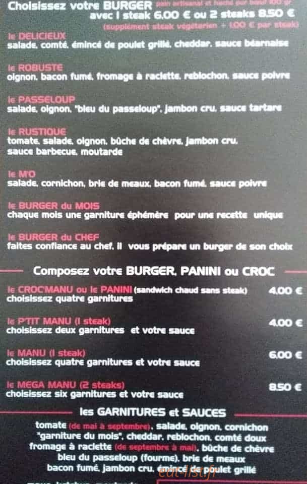La Roulotte à Manu — carte page 1