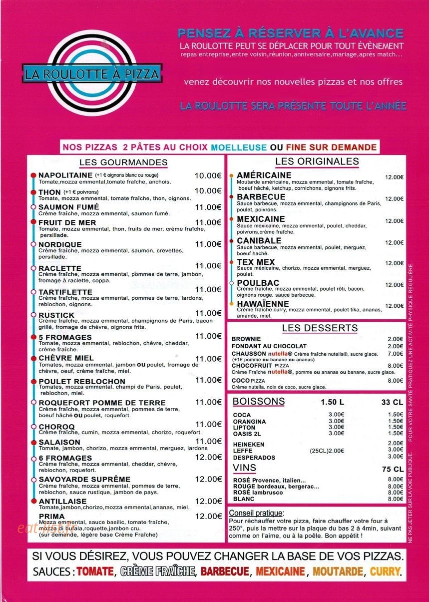 La Roulotte à Pizza — carte page 2