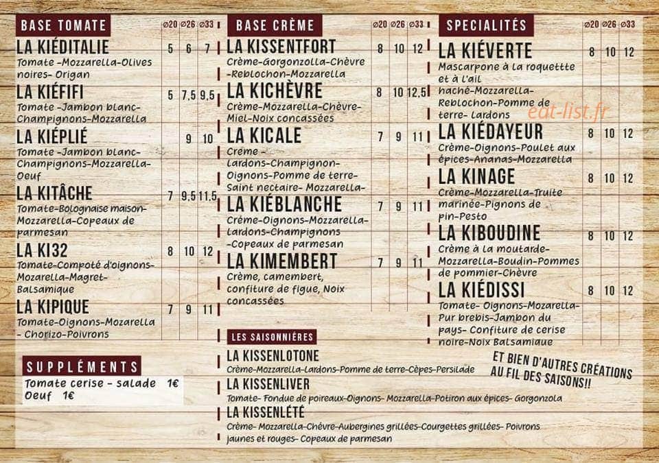 La roulotte à Pizzas — carte page 2
