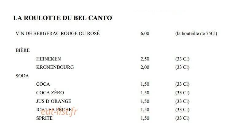 La roulotte du Bel Canto — carte page 2