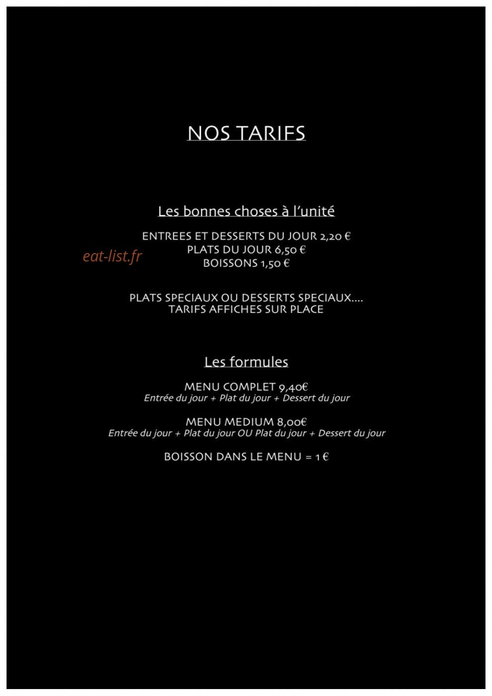 La Roulotte — carte page 1