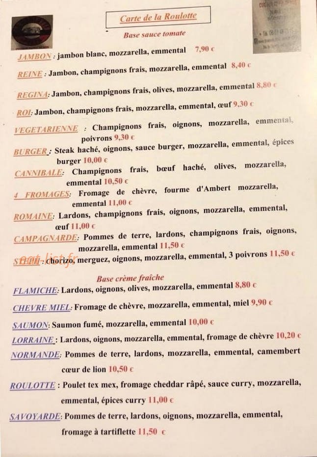 La Roulotte — carte page 1