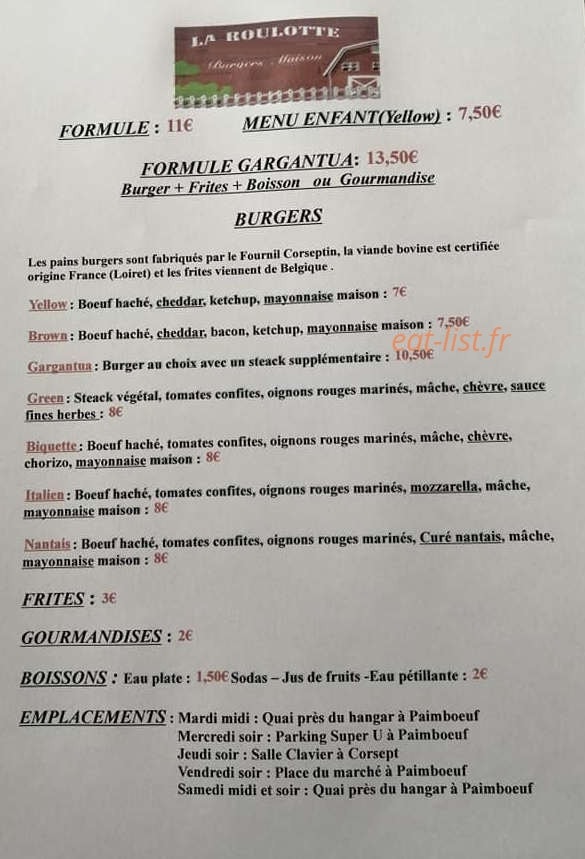 La Roulotte — carte page 1