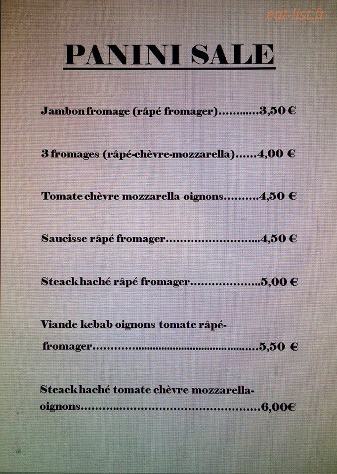 La Sandwicherie du 4h gourmand — carte page 1