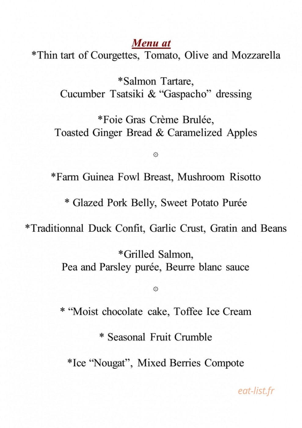 La Table D'Aline — carte page 2