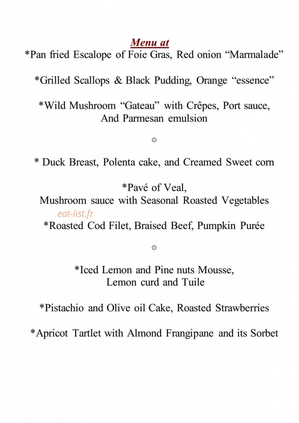 La Table D'Aline — carte page 4