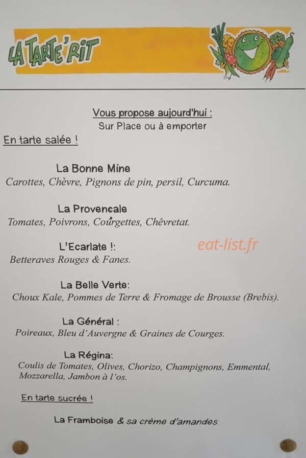 La Tarte'Rit — carte page 1