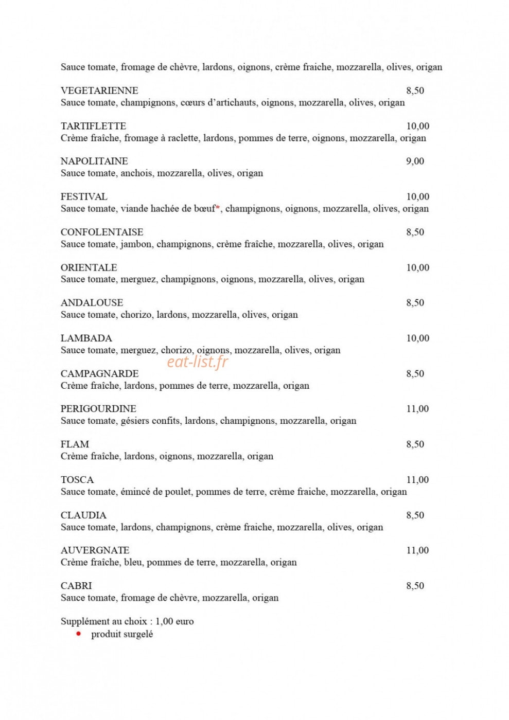 La Tosca Mini — carte page 2