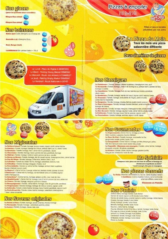 La Tour 2 Pizz' — carte page 1